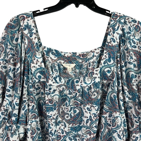 Terra & Sky Womens Top Paisley Print Flutter Sleeves Blouse 2X 20W 22W - Picture 2 of 10